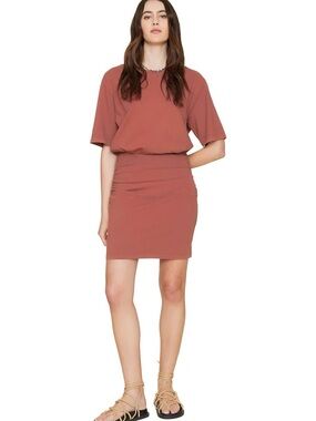 XiRENA Rust-Tone Short Sleeve Blouson Mini Dress
